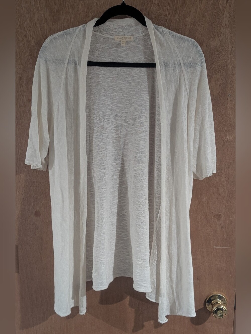 Eileen Fisher Lightweight Open Front Cream Cardigan